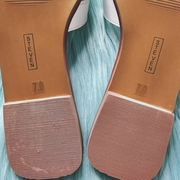 STEVEN NEW YORK LEATHER White Slip On Sandals Women’s 7 - Picture 9 of 11